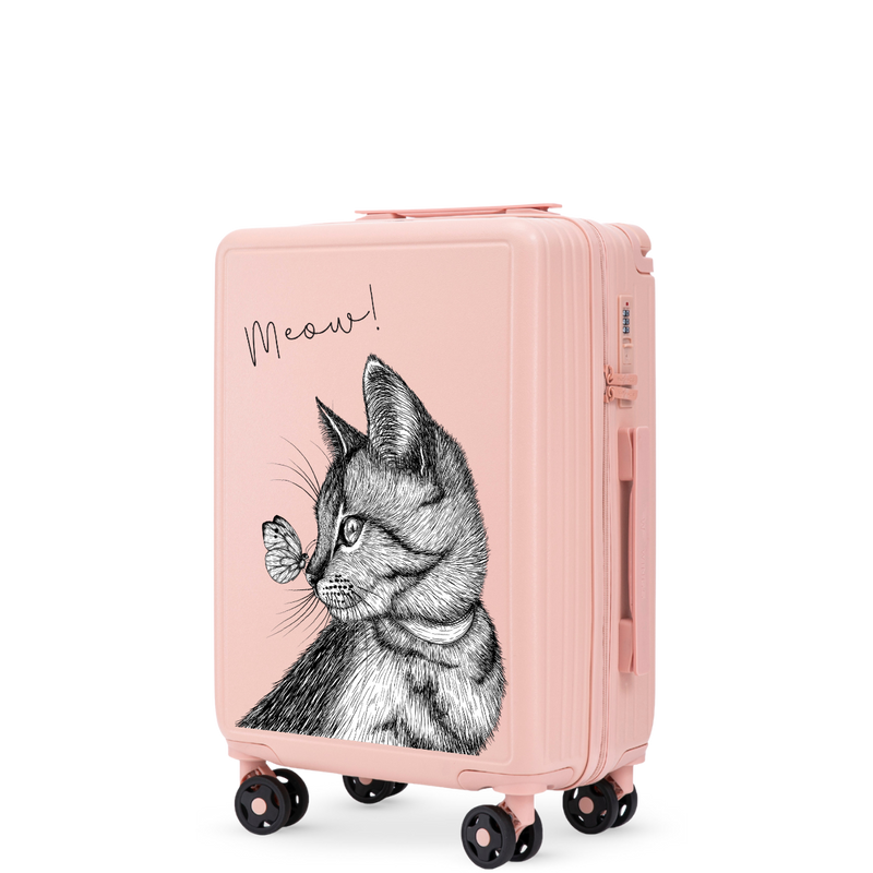 Walizka kabinowa Wings ABS+ 20" Customized SOFT PINK MEOW