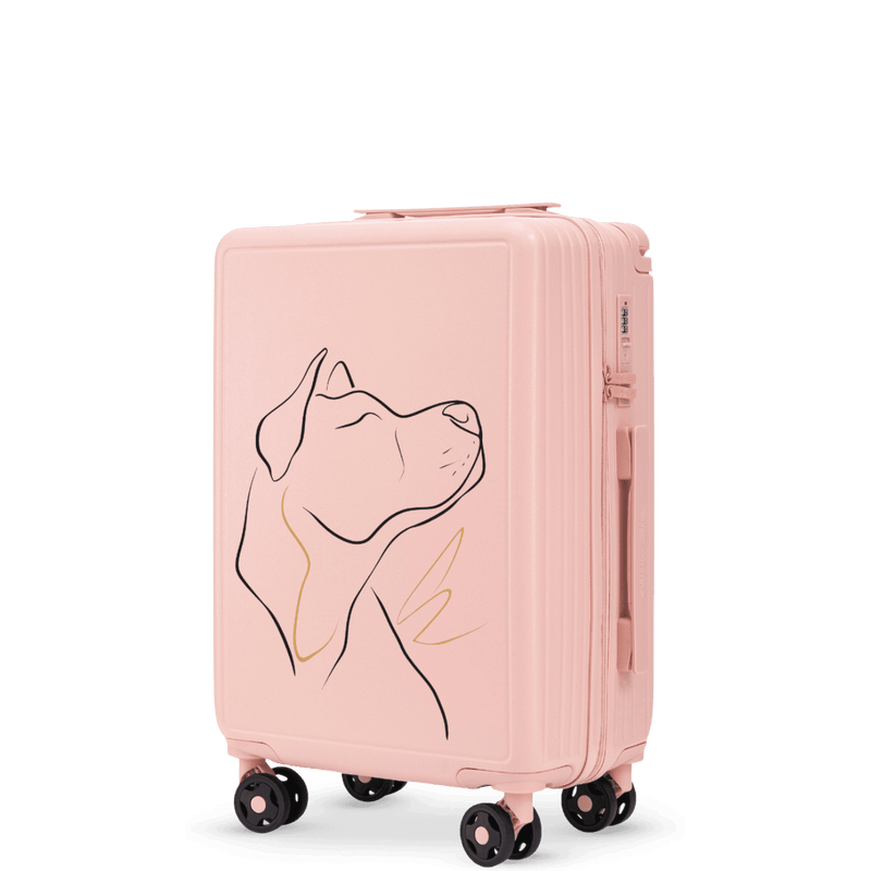 Walizka kabinowa Wings ABS+ 20" Customized SOFT PINK DOG