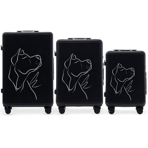 Komplet 3 WALIZEK Wings ABS+ Customized BLACK DOG