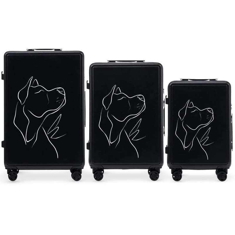 Komplet 3 WALIZEK Wings ABS+ Customized BLACK DOG
