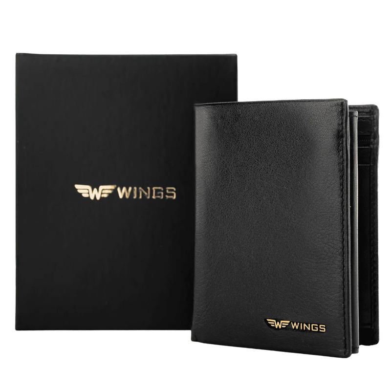 WINGS Męski portfel ze skóry naturalnej Black