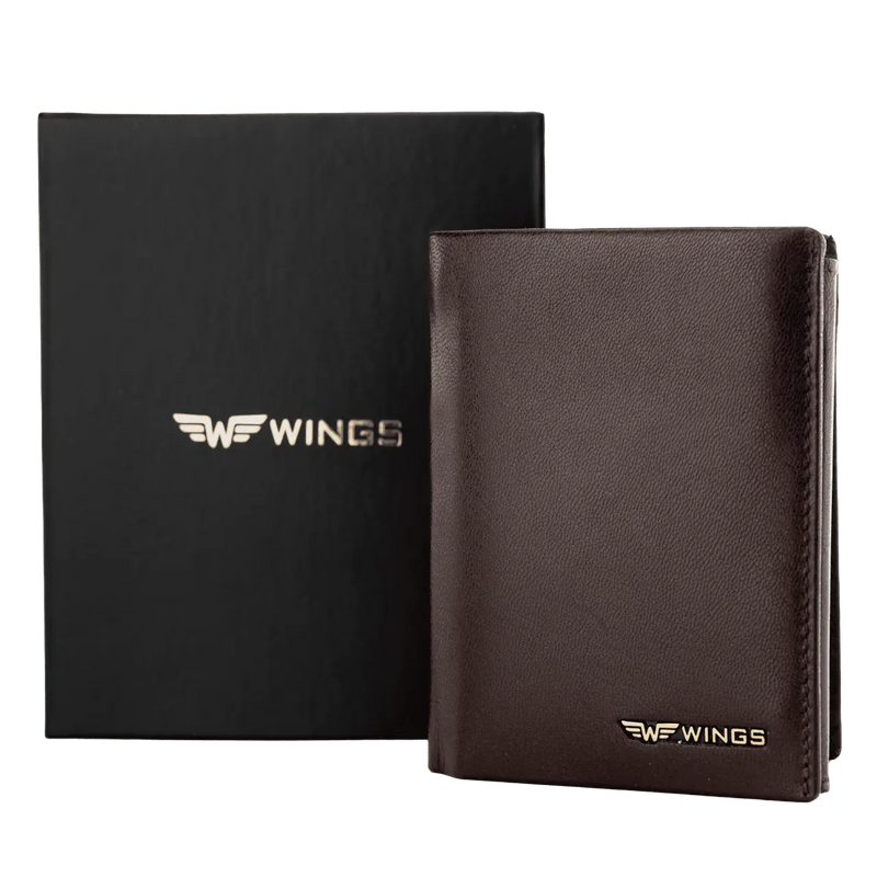WINGS Męski portfel ze skóry naturalnej koziej Brown