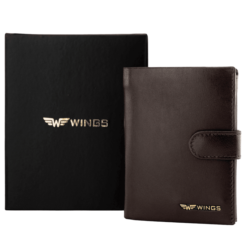 WINGS Męski portfel ze skóry naturalnej zapinany Brown