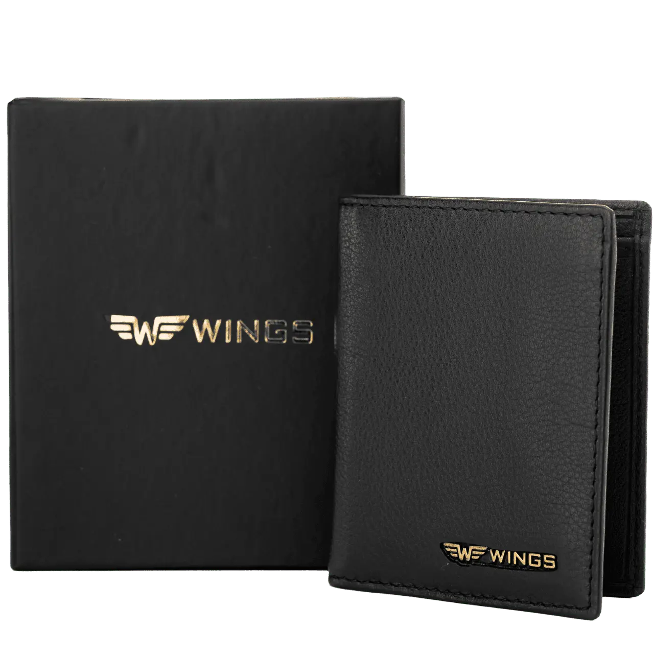 WINGS Cardholder ze skóry naturalnej Black LEATHER COLLECTION