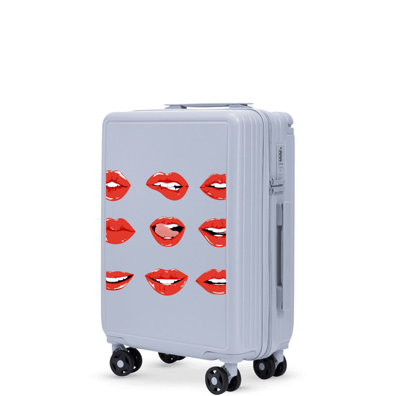 Walizka kabinowa Wings ABS+ 20" Customized  PASTEL BLUE LIPS
