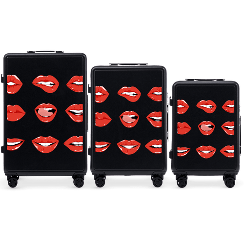 Komplet 3 WALIZEK Wings ABS+ Customized BLACK LIPS