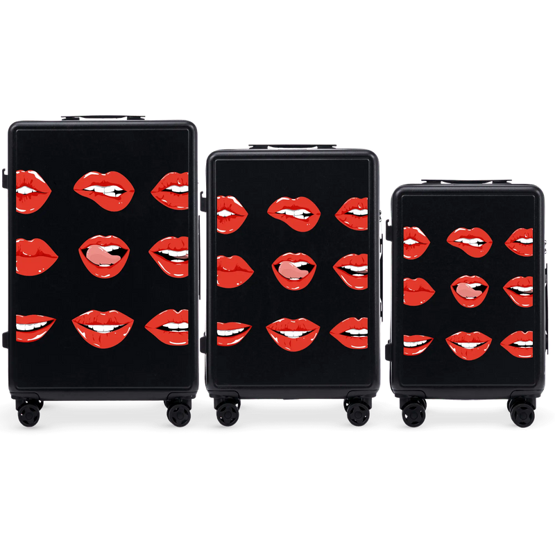 Komplet 3 WALIZEK Wings ABS+ Customized BLACK LIPS