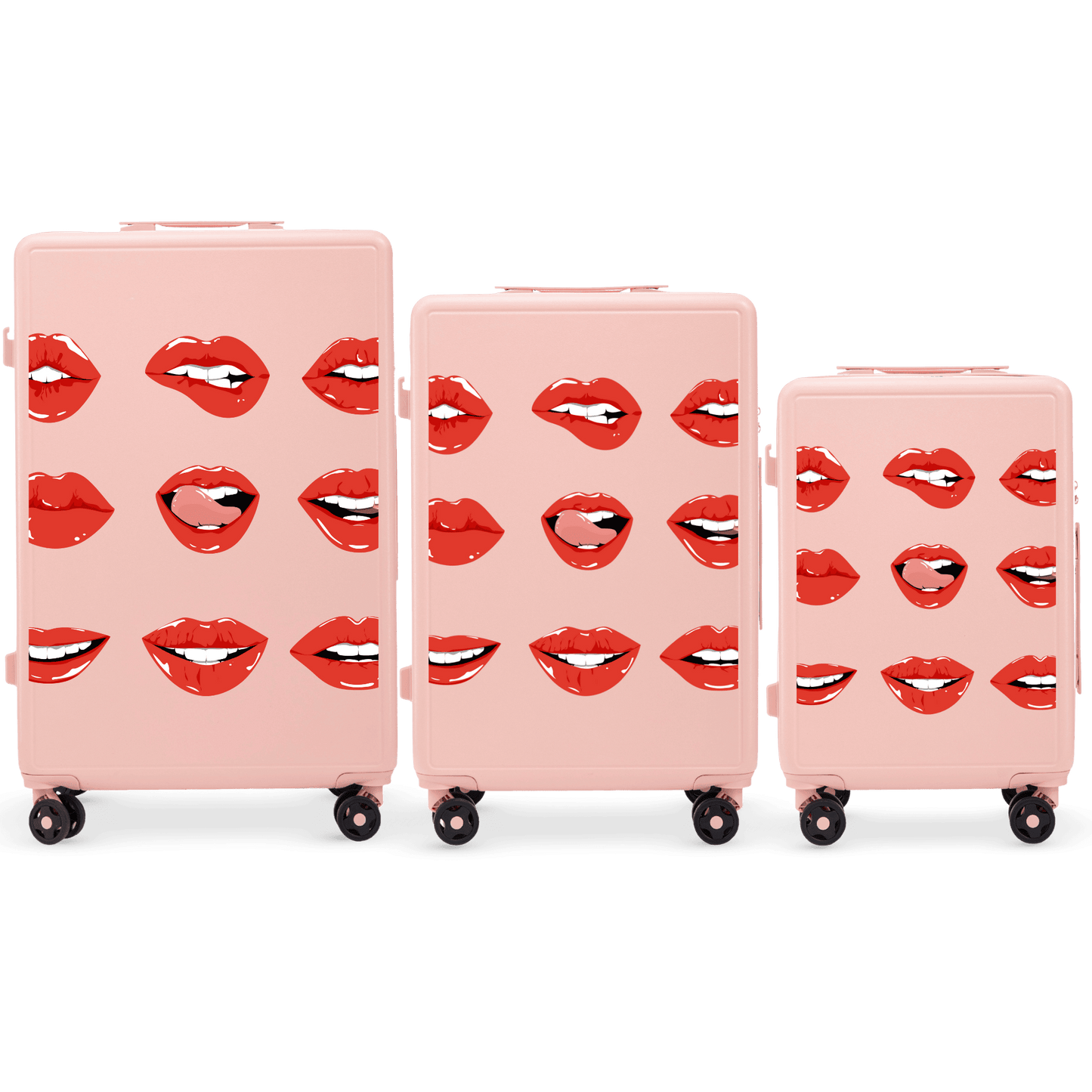 Komplet 3 WALIZEK Wings ABS+ Customized SOFT PINK LIPS