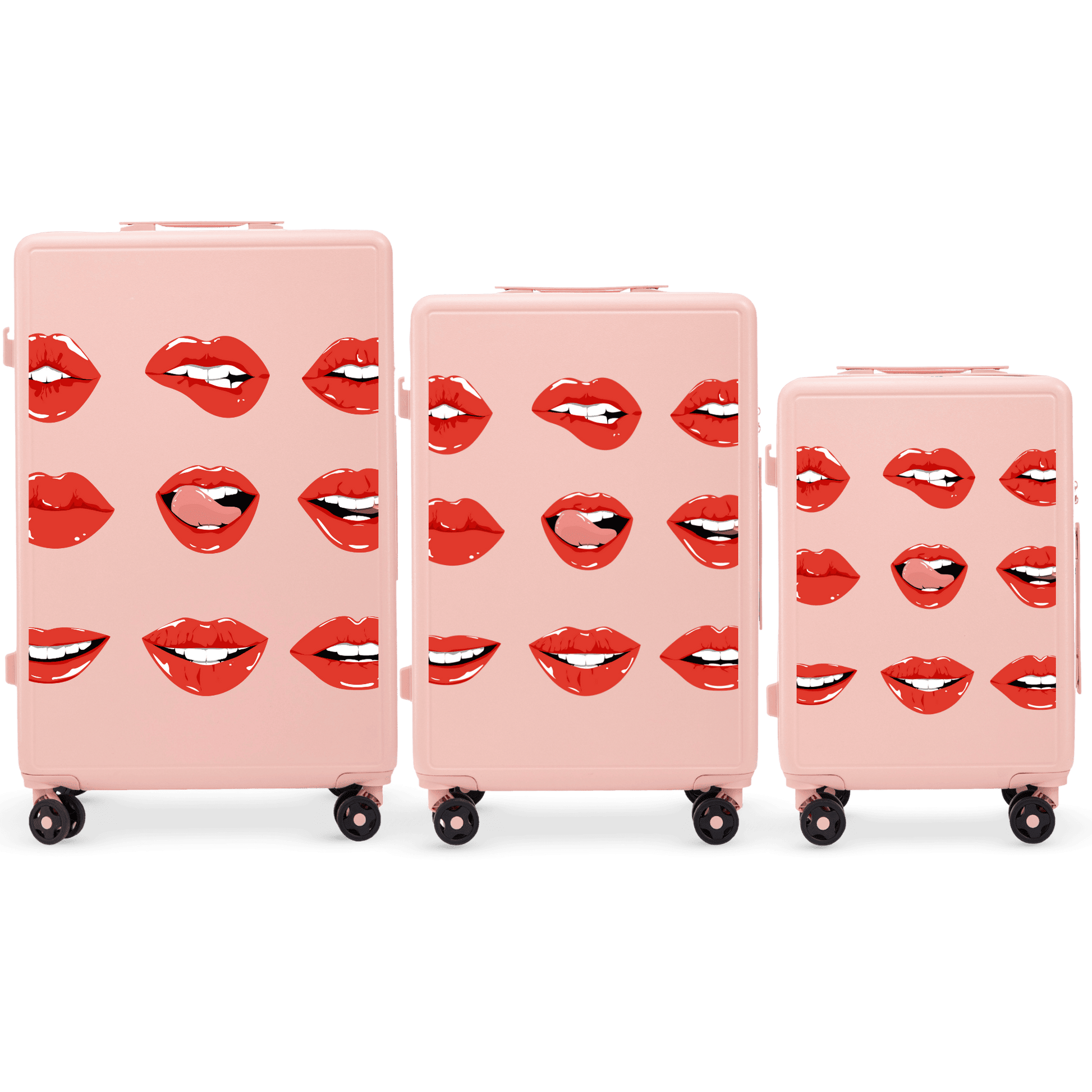 Komplet 3 WALIZEK Wings ABS+ Customized SOFT PINK LIPS