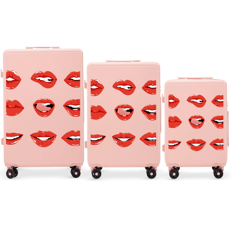 Komplet 3 WALIZEK Wings ABS+ Customized SOFT PINK LIPS