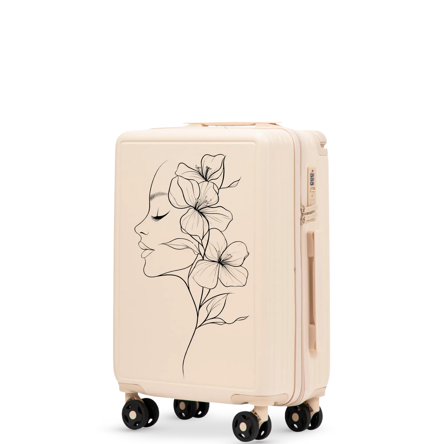 Walizka kabinowa Wings ABS+ 20" Customized  DIRTY WHITE FLOWER customized