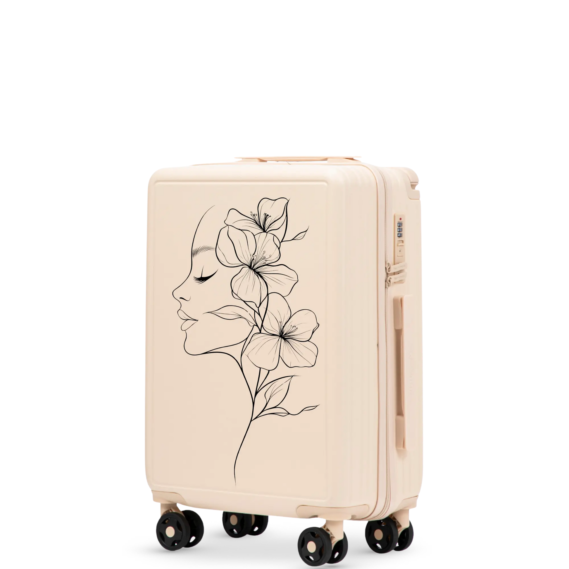 Walizka kabinowa Wings ABS+ 20" Customized  DIRTY WHITE FLOWER customized