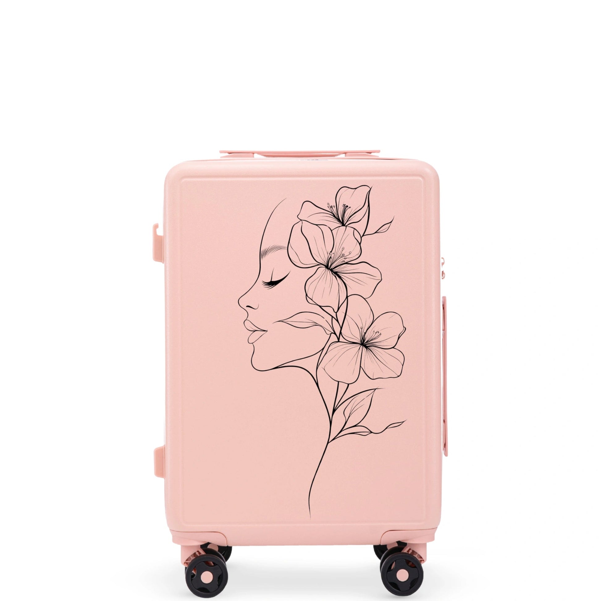 Walizka kabinowa Wings ABS+ 20" Customized  SOFT PINK FLOWER customized