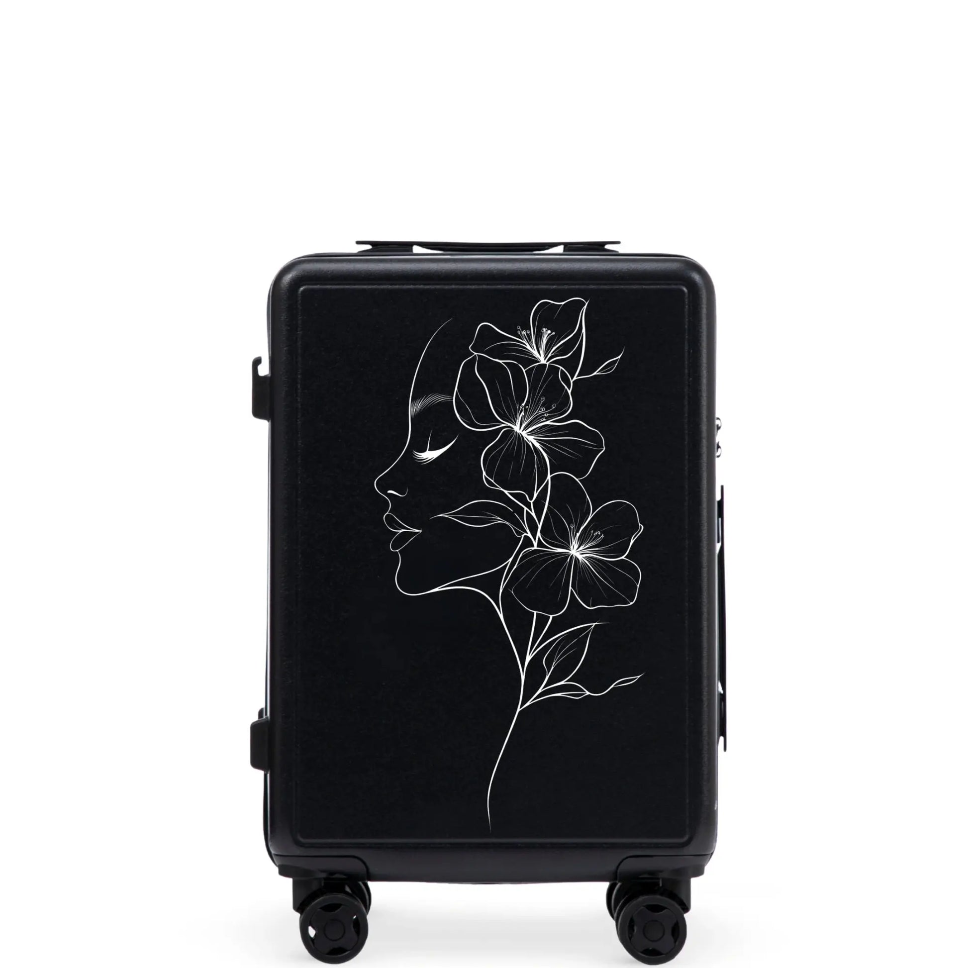 Walizka kabinowa Wings ABS+ 20" Customized  BLACK FLOWER customized