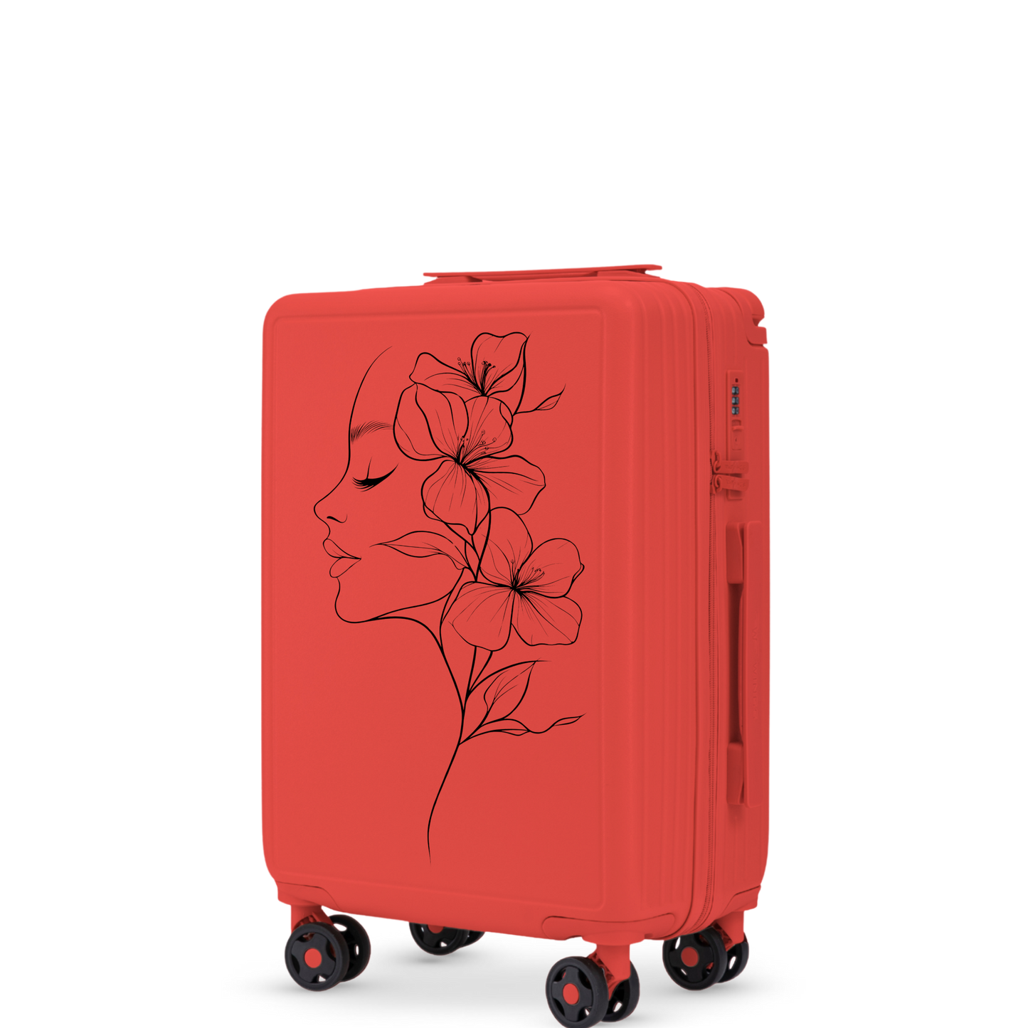 Walizka kabinowa Wings ABS+ 20" Customized  RED FLOWER customized