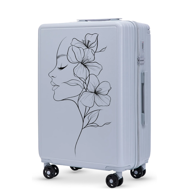 Walizka średnia Wings ABS+ 24" Customized PASTEL BLUE FLOWER