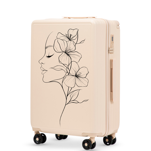 Walizka średnia Wings ABS+ 24" Customized DIRTY WHITE FLOWER