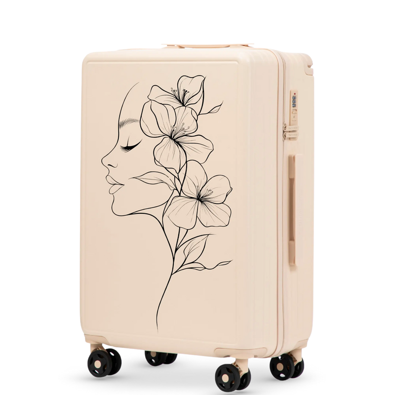 Walizka średnia Wings ABS+ 24" Customized DIRTY WHITE FLOWER