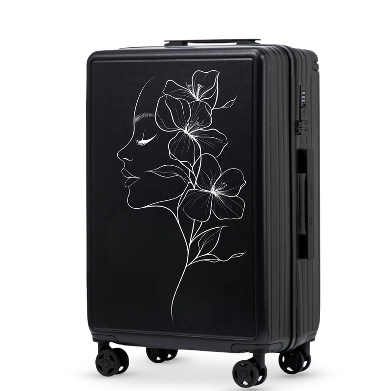 Walizka średnia Wings ABS+ 24" Customized BLACK FLOWER