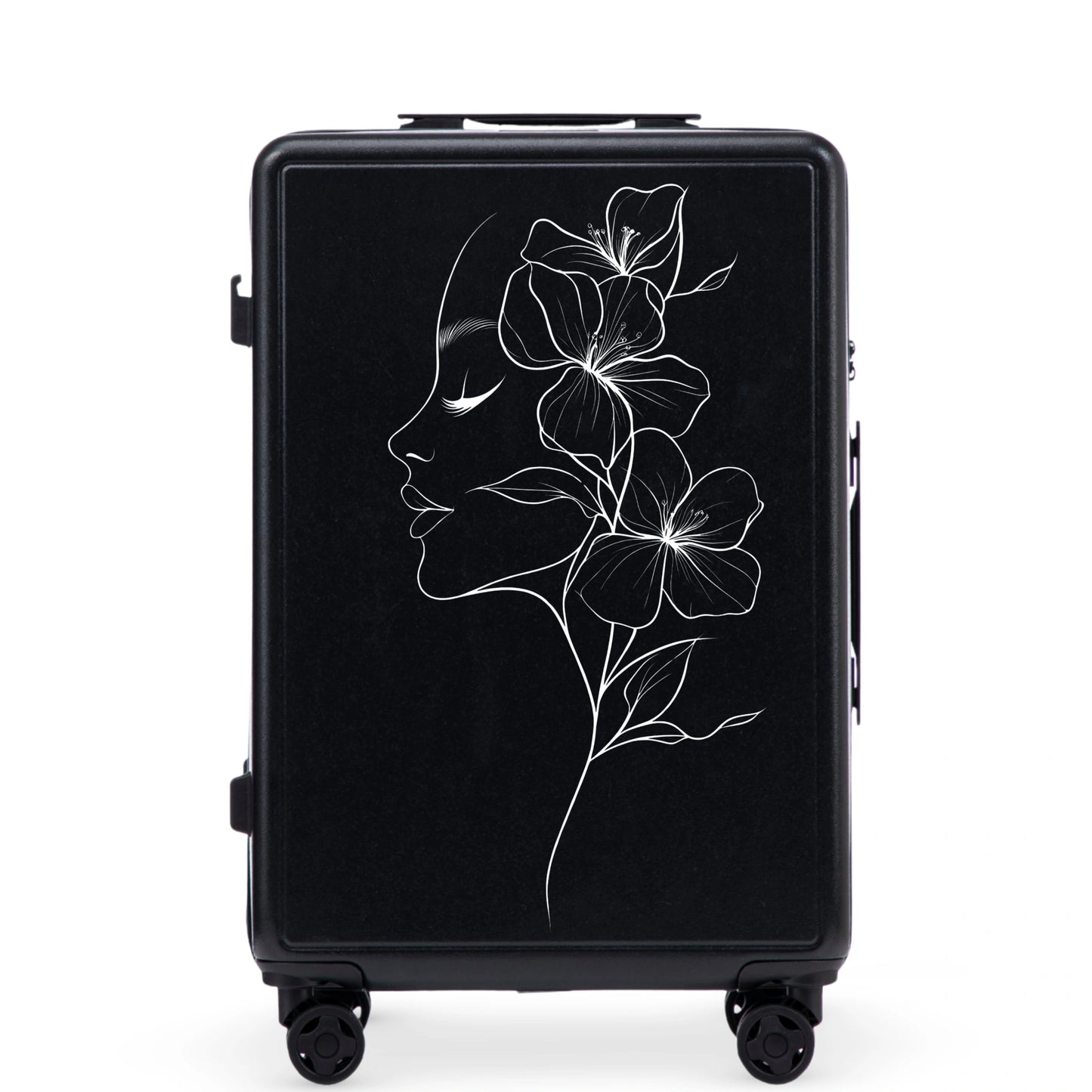 Walizka średnia Wings ABS+ 24" Customized BLACK FLOWER