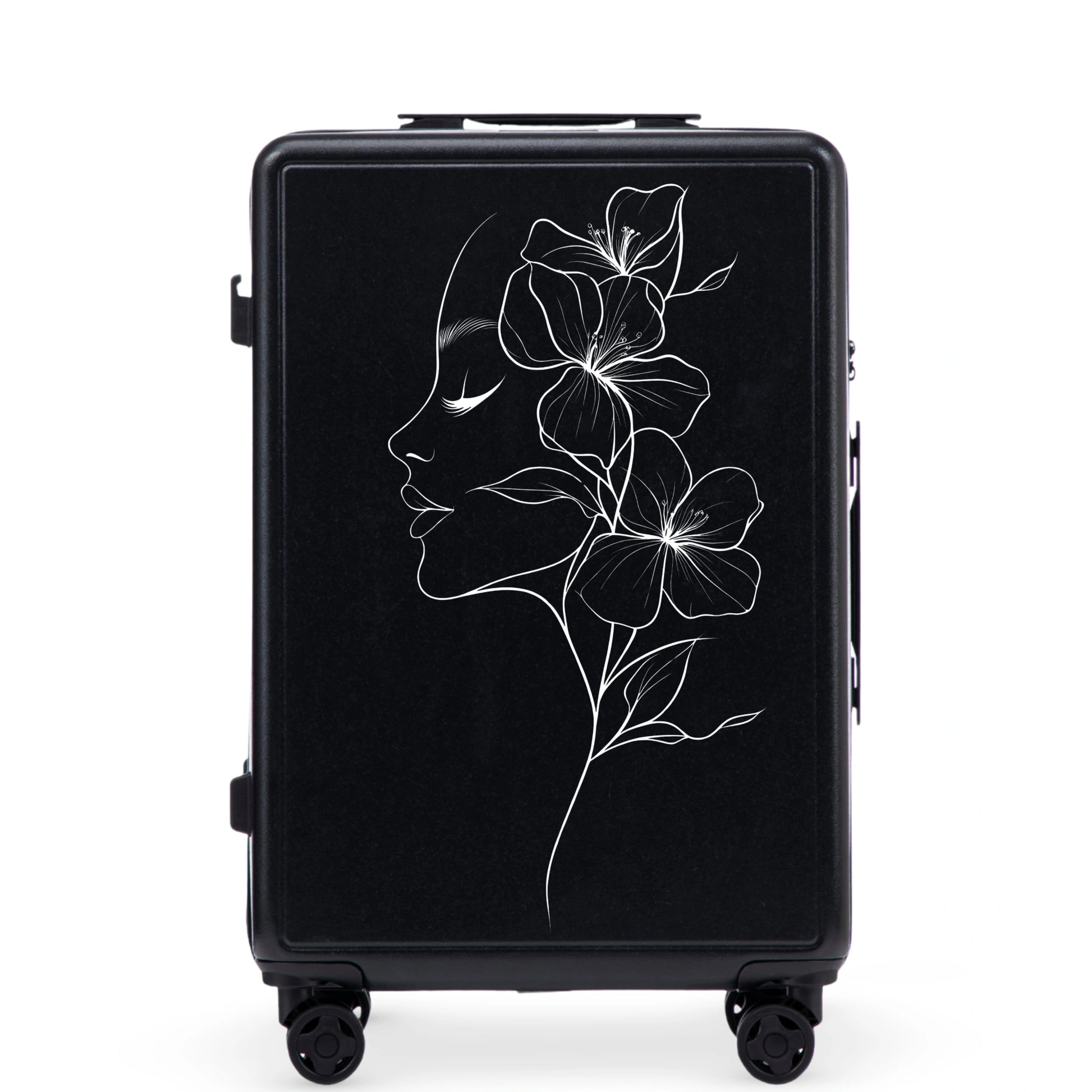 Walizka średnia Wings ABS+ 24" Customized BLACK FLOWER