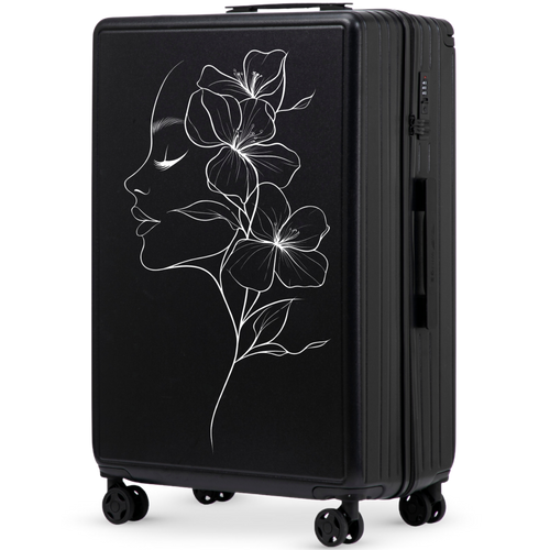Walizka duża Wings ABS+ 28" Customized BLACK FLOWER