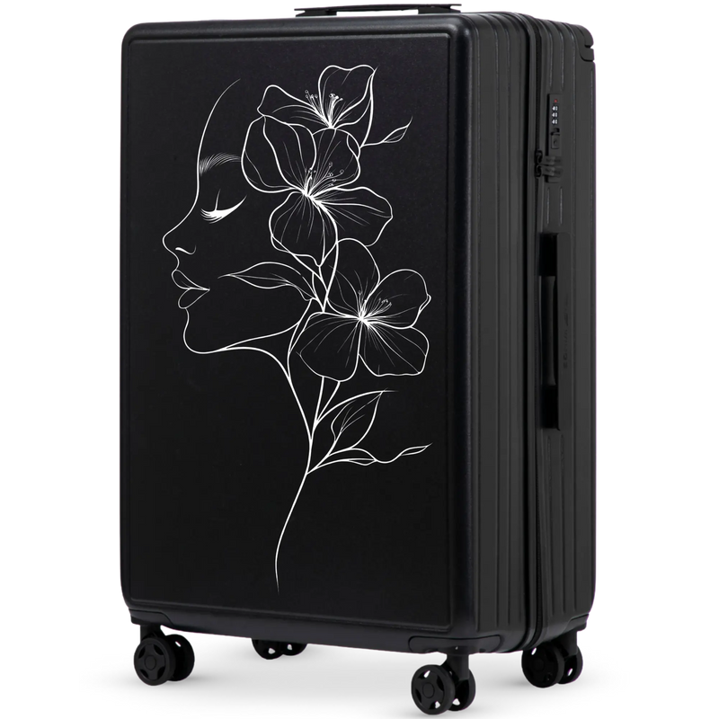 Walizka duża Wings ABS+ 28" Customized BLACK FLOWER