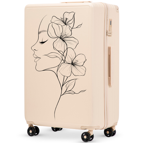 Walizka duża Wings ABS+ 28" Customized DIRTY WHITE FLOWER