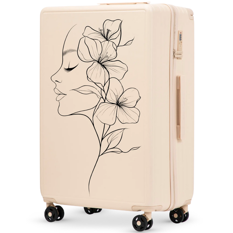 Walizka duża Wings ABS+ 28" Customized DIRTY WHITE FLOWER