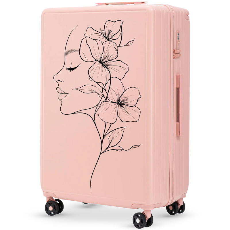 Walizka duża Wings ABS+ 28" Customized SOFT PINK FLOWER