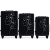 Komplet 3 WALIZEK Wings ABS+ Customized BLACK FLOWER