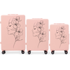 Komplet 3 WALIZEK Wings ABS+ Customized SOFT PINK FLOWER