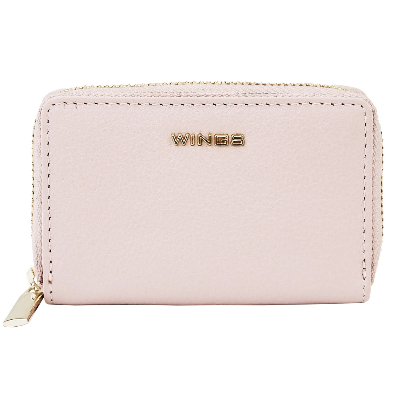 WINGS Mały portfel damski ze skóry naturalnej zapinany na zamek PINK LEATHER COLLECTION
