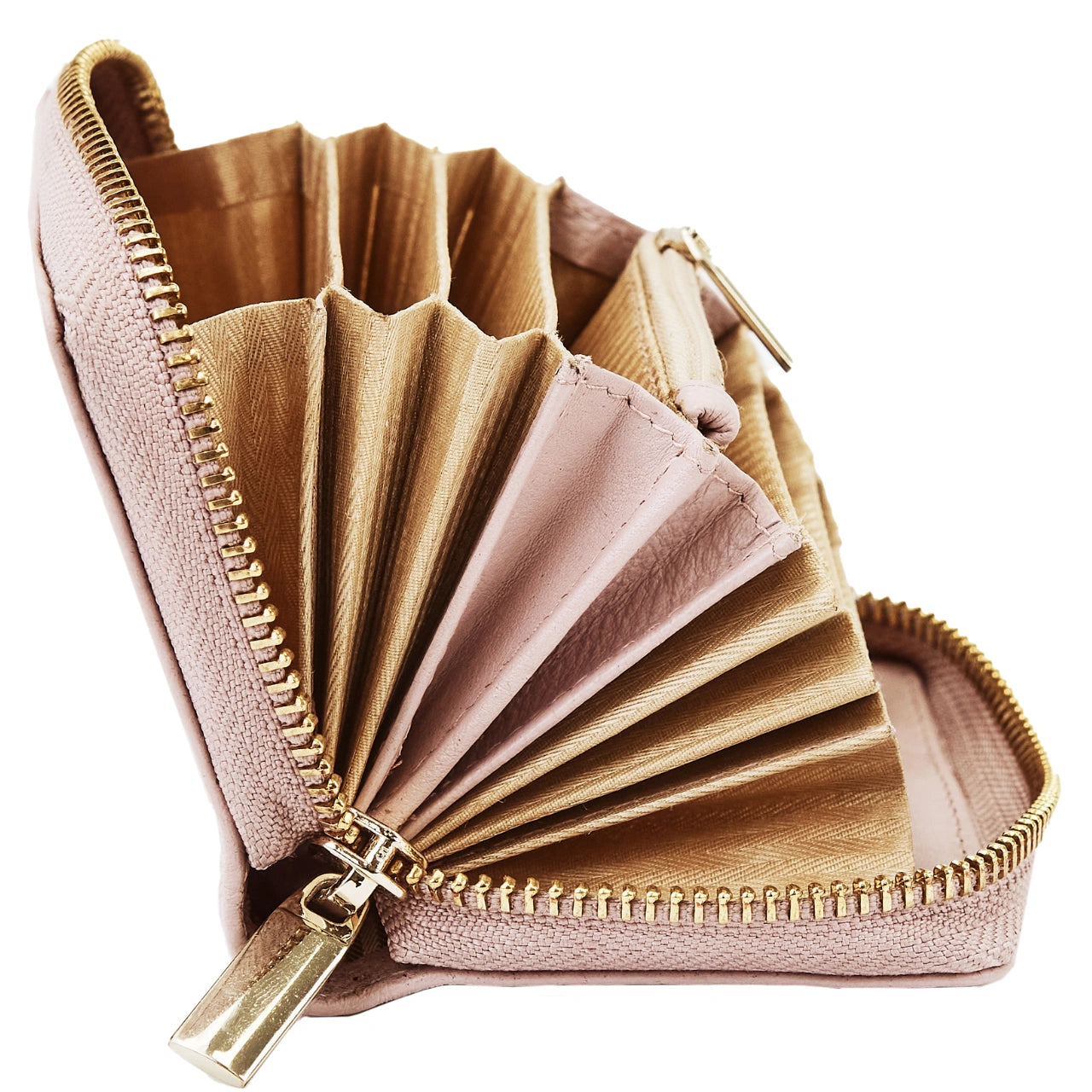WINGS Mały portfel damski ze skóry naturalnej zapinany na zamek PINK LEATHER COLLECTION