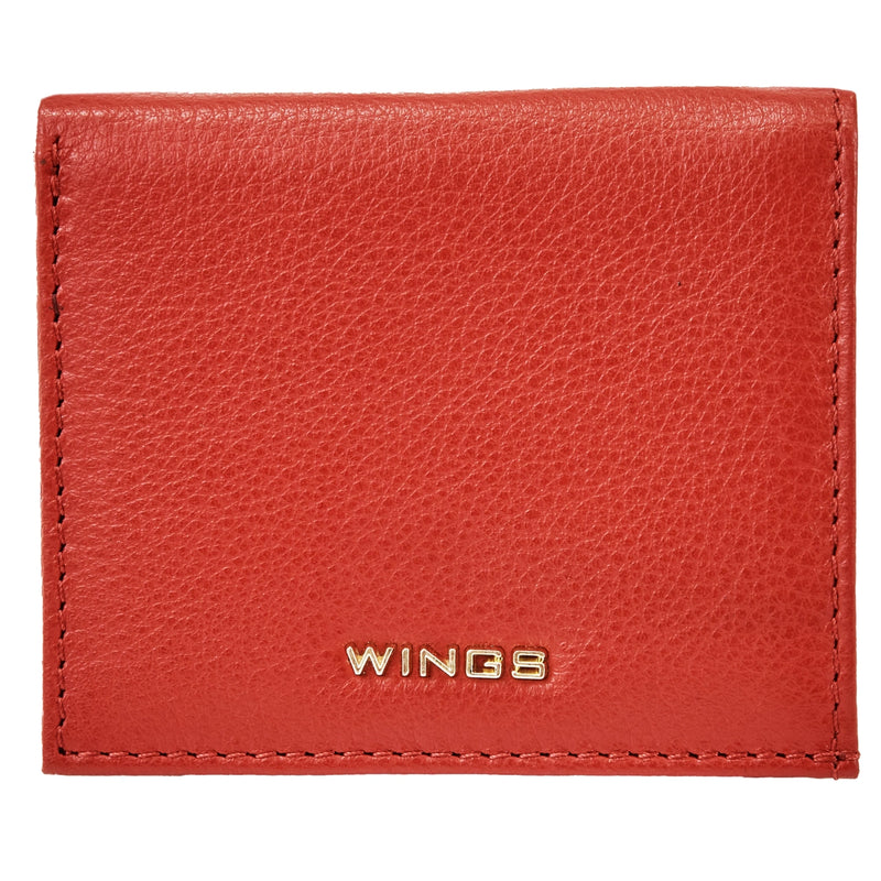Mały portfel damski WINGS ze skóry naturalnej RED