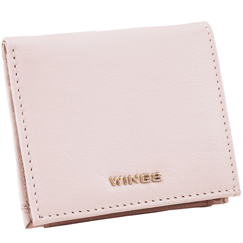 Mały portfel damski WINGS ze skóry naturalnej PINK