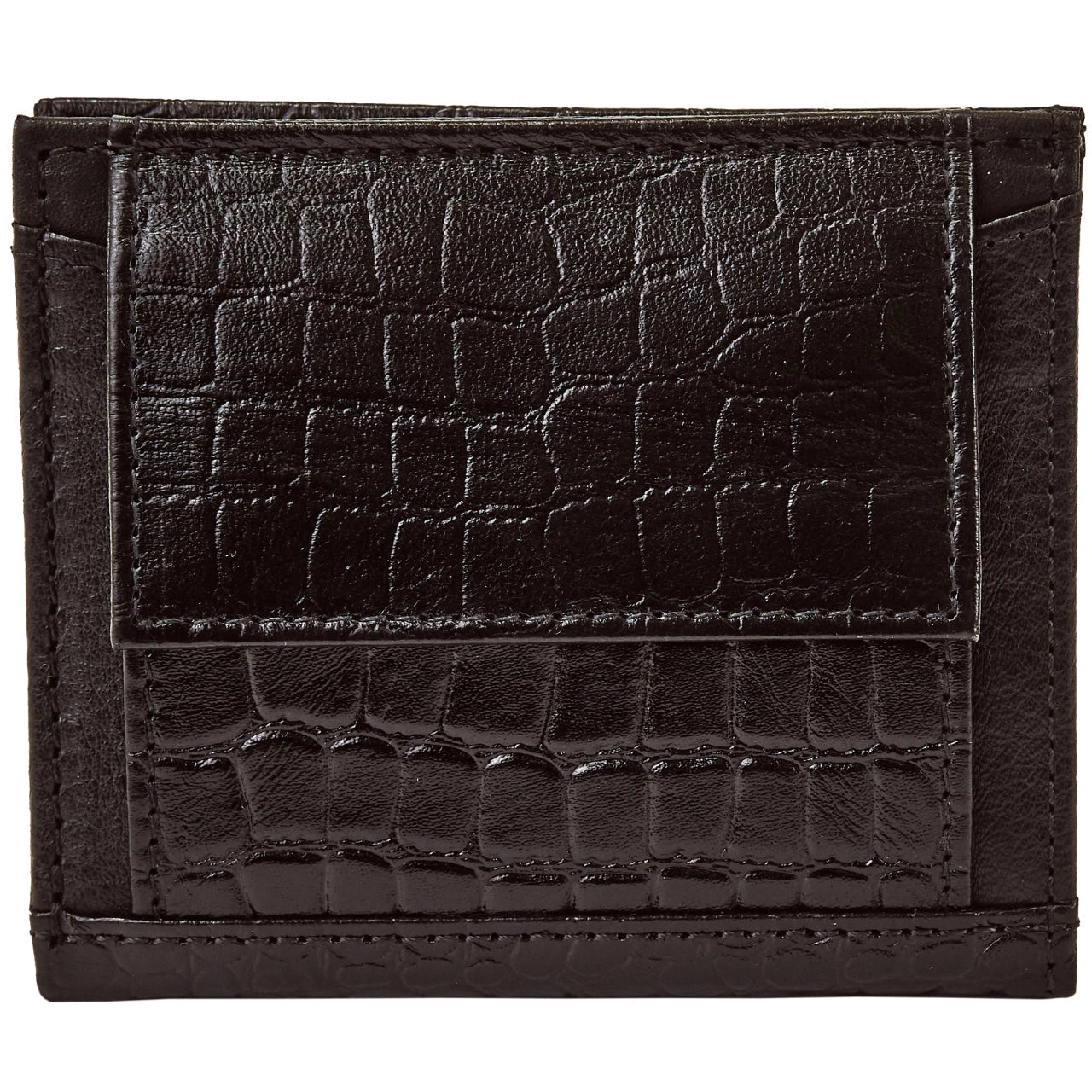 Mały portfel damski WINGS ze skóry naturalnej CROCO BLACK LEATHER COLLECTION
