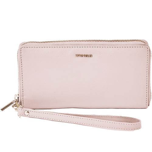 Damski portfel skórzany z paskiem na nadgarstek WINGS PINK