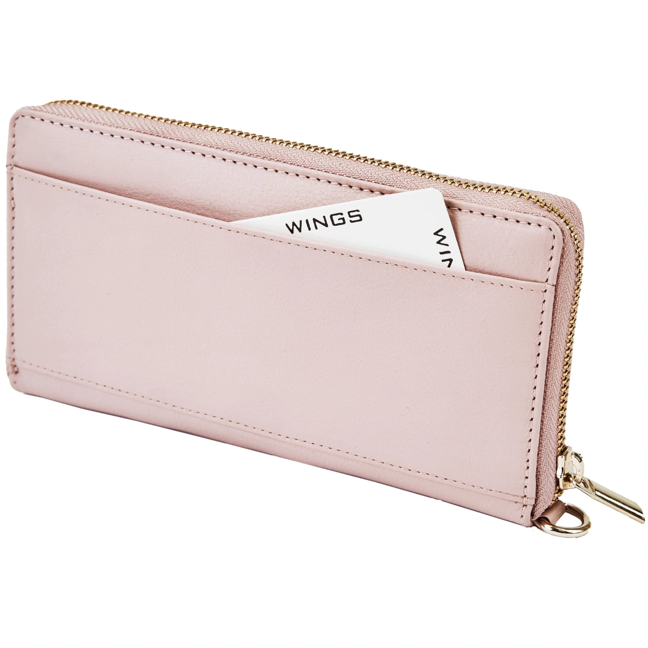 Damski portfel skórzany z paskiem na nadgarstek WINGS PINK LEATHER COLLECTION