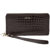 Damski portfel skórzany z paskiem na nadgarstek WINGS CROCO BLACK