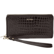 Damski portfel skórzany z paskiem na nadgarstek WINGS CROCO BLACK