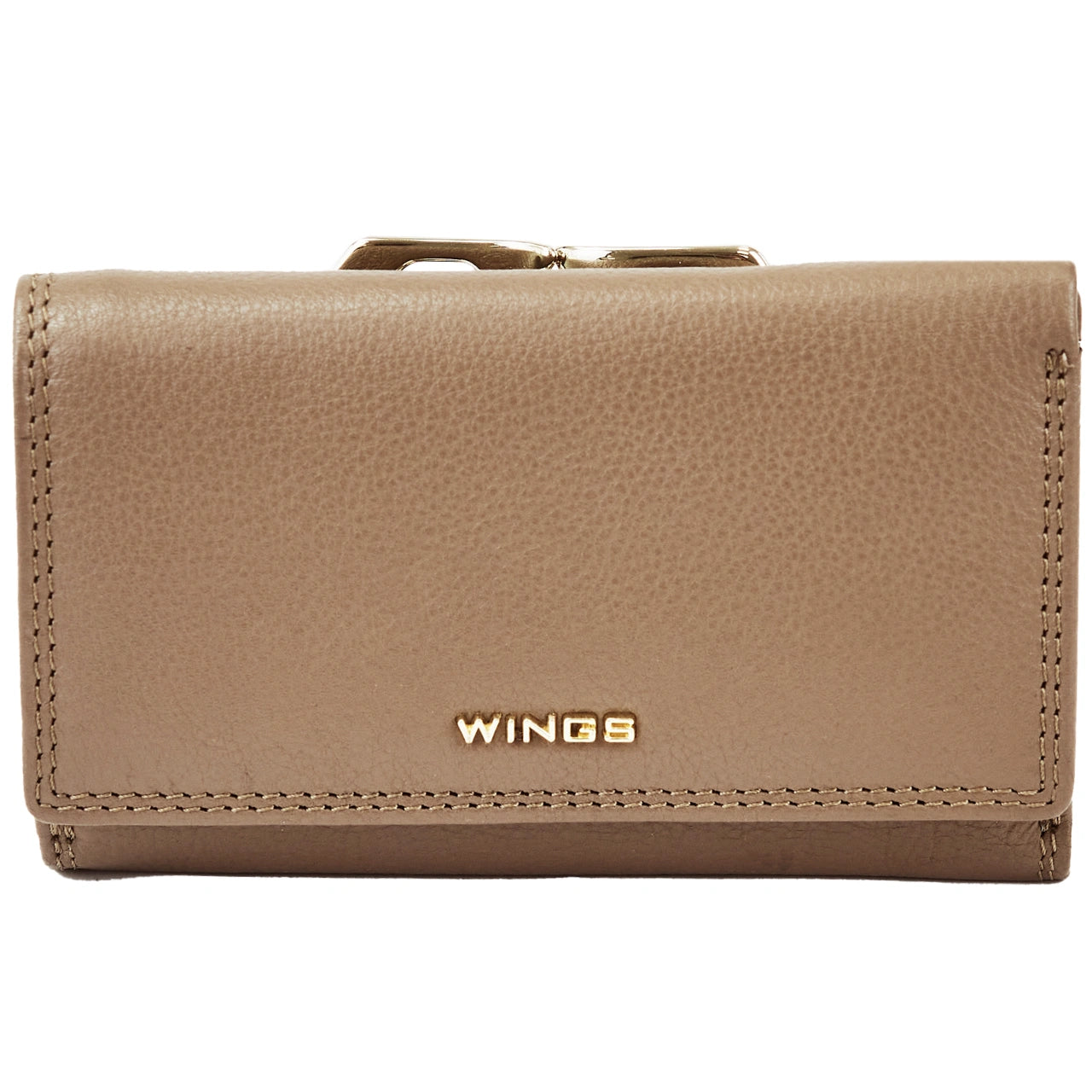 Damski portfel skórzany WINGS z ochroną RFID o pojemnym wnętrzu BEIGE LEATHER COLLECTION