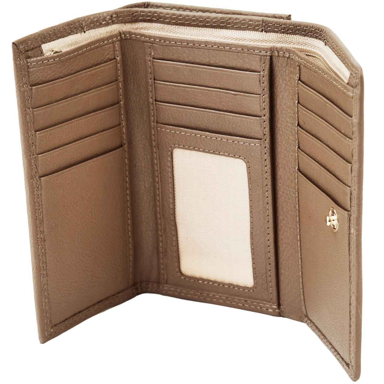 Damski portfel skórzany WINGS z ochroną RFID o pojemnym wnętrzu BEIGE LEATHER COLLECTION