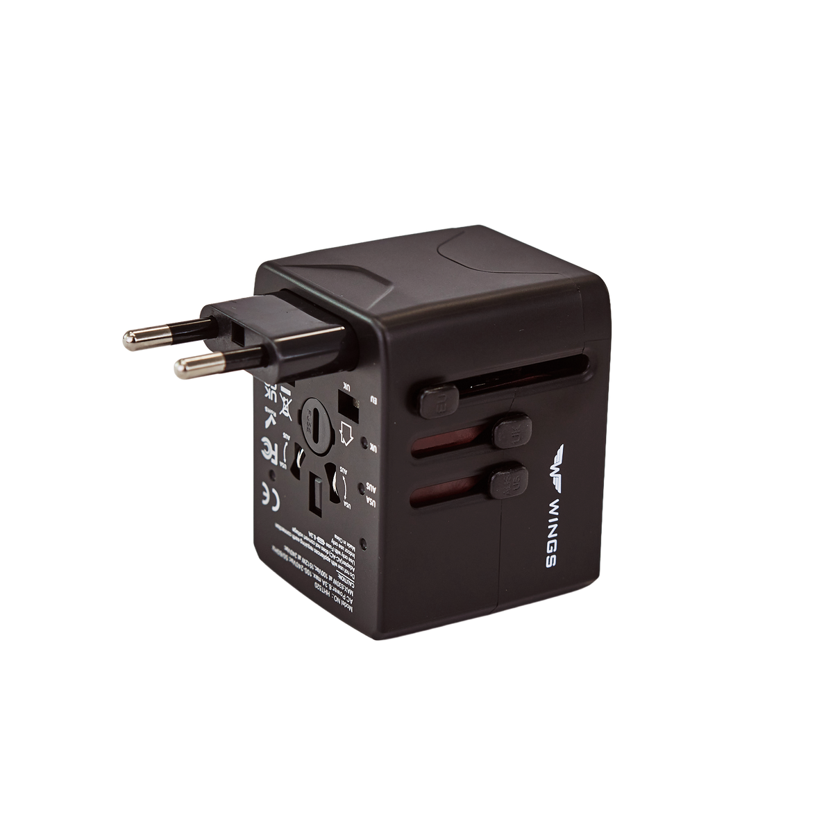 Adapter podróżny do gniazdek EU US AUS UK USB WINGS
