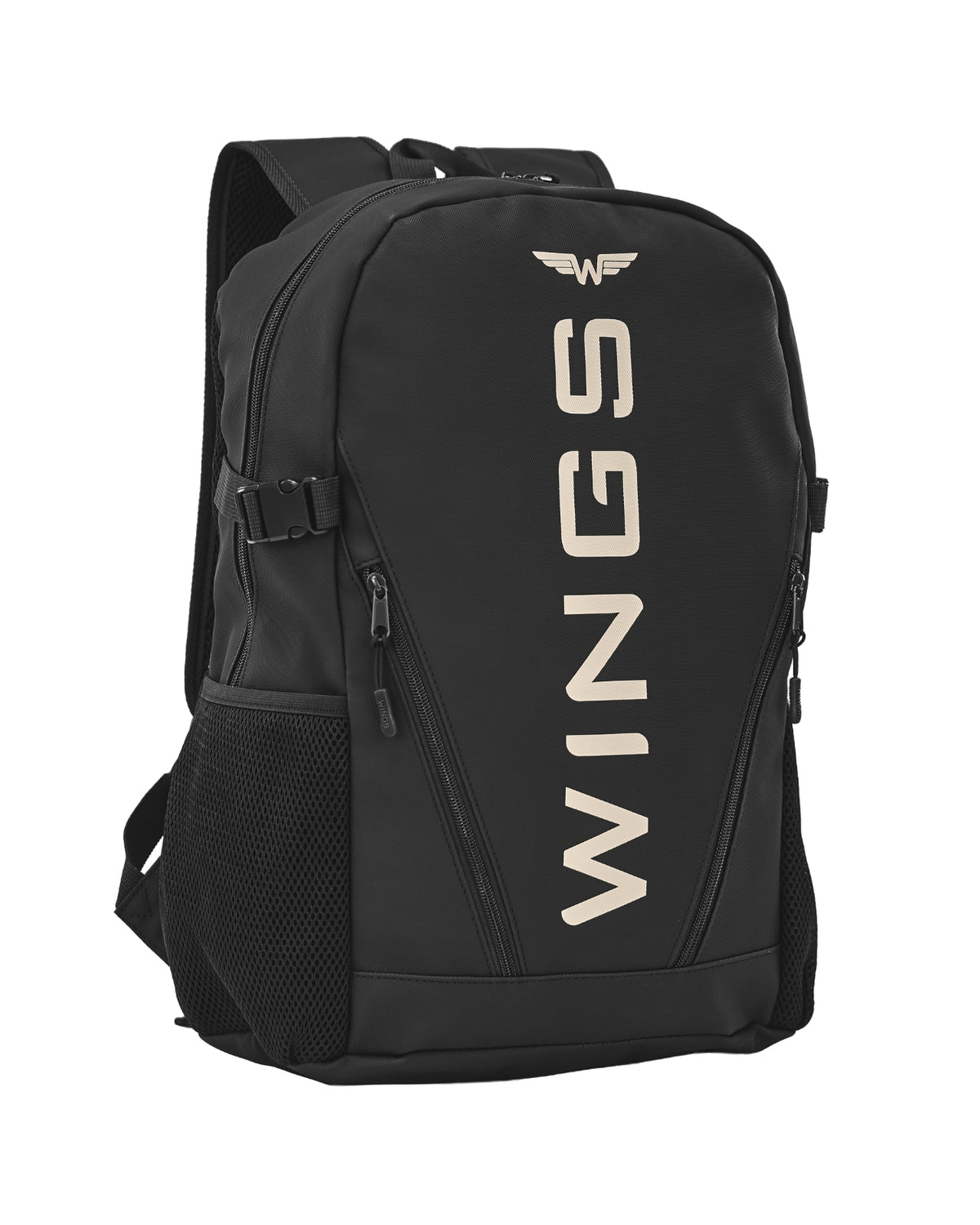 Plecak szkolny WINGS młodzieżowy 23L laptop 17 cali z kieszeniami bocznymi BLACK