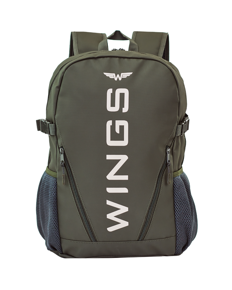 Plecak szkolny WINGS młodzieżowy 23L laptop 17 cali z kieszeniami bocznymi GREEN