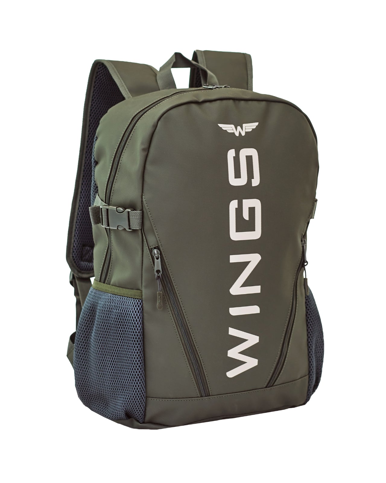 Plecak szkolny WINGS młodzieżowy 23L laptop 17 cali z kieszeniami bocznymi GREEN