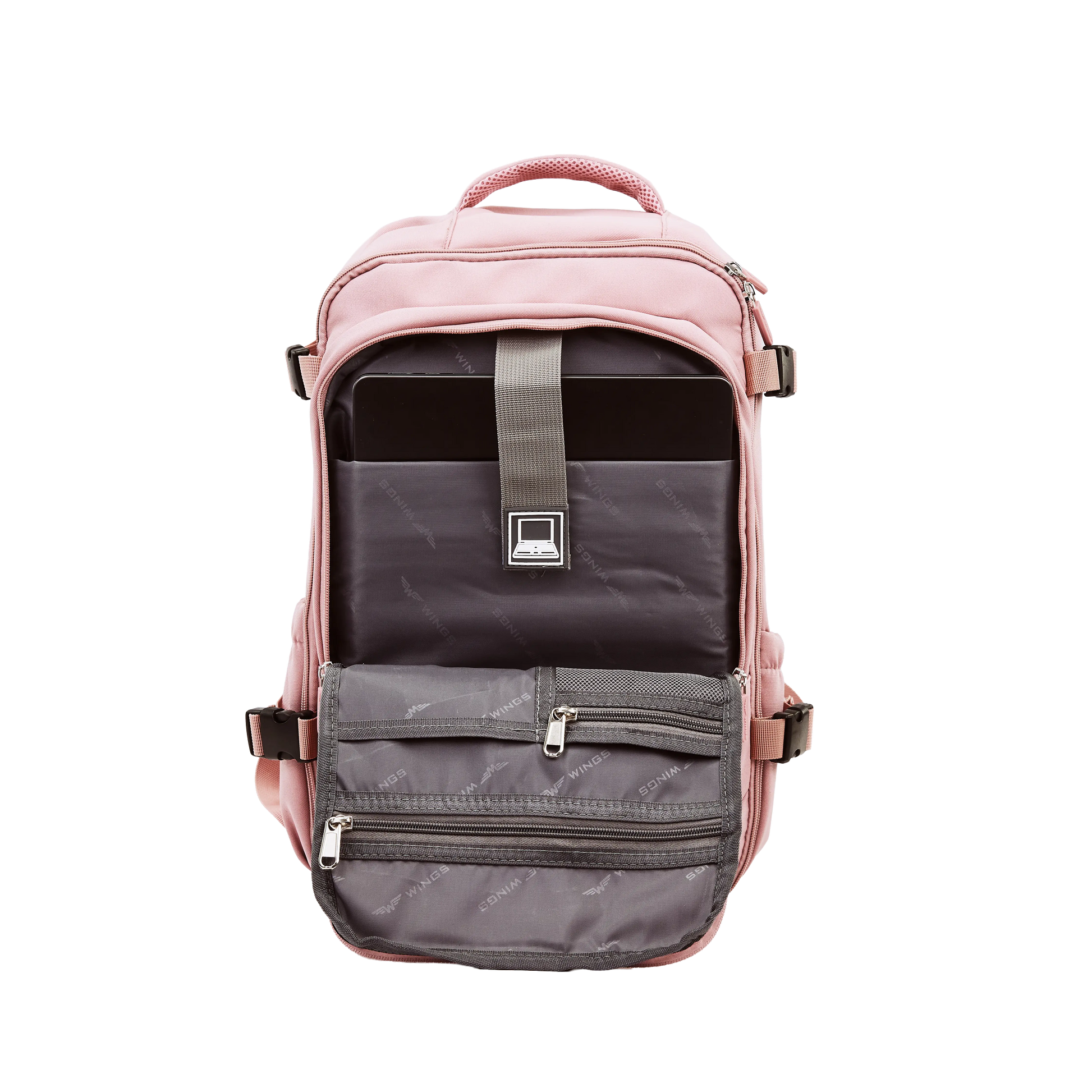 Plecak kabinowy WINGS  bagaż podręczny Ryanair i Wizz Air, lekki plecak podróżny PINK CABIN BACKPACK