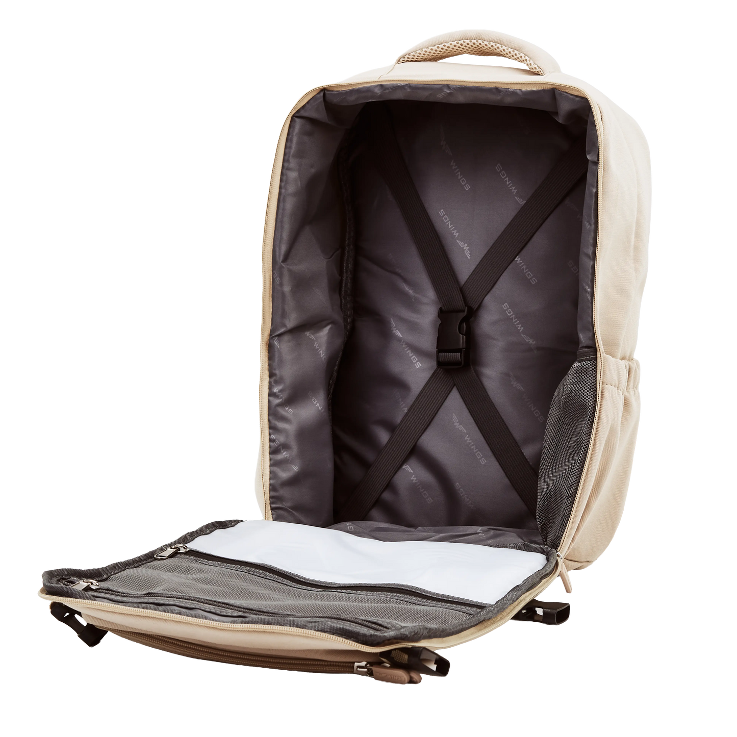 Plecak kabinowy WINGS  bagaż podręczny Ryanair i Wizz Air, lekki plecak podróżny KHAKI CABIN BACKPACK