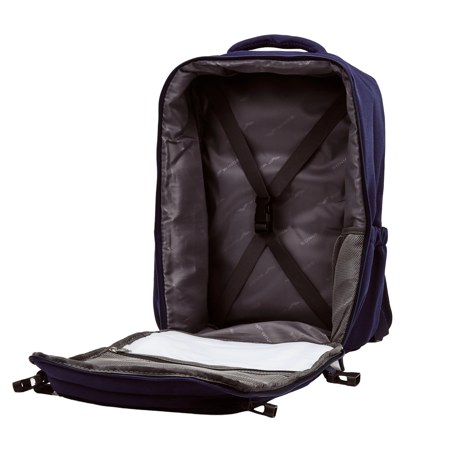 Plecak kabinowy WINGS  bagaż podręczny Ryanair i Wizz Air, lekki plecak podróżny BLUE CABIN BACKPACK